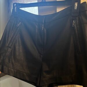 BCBGMaxAzria Black High Waist Leather Shorts